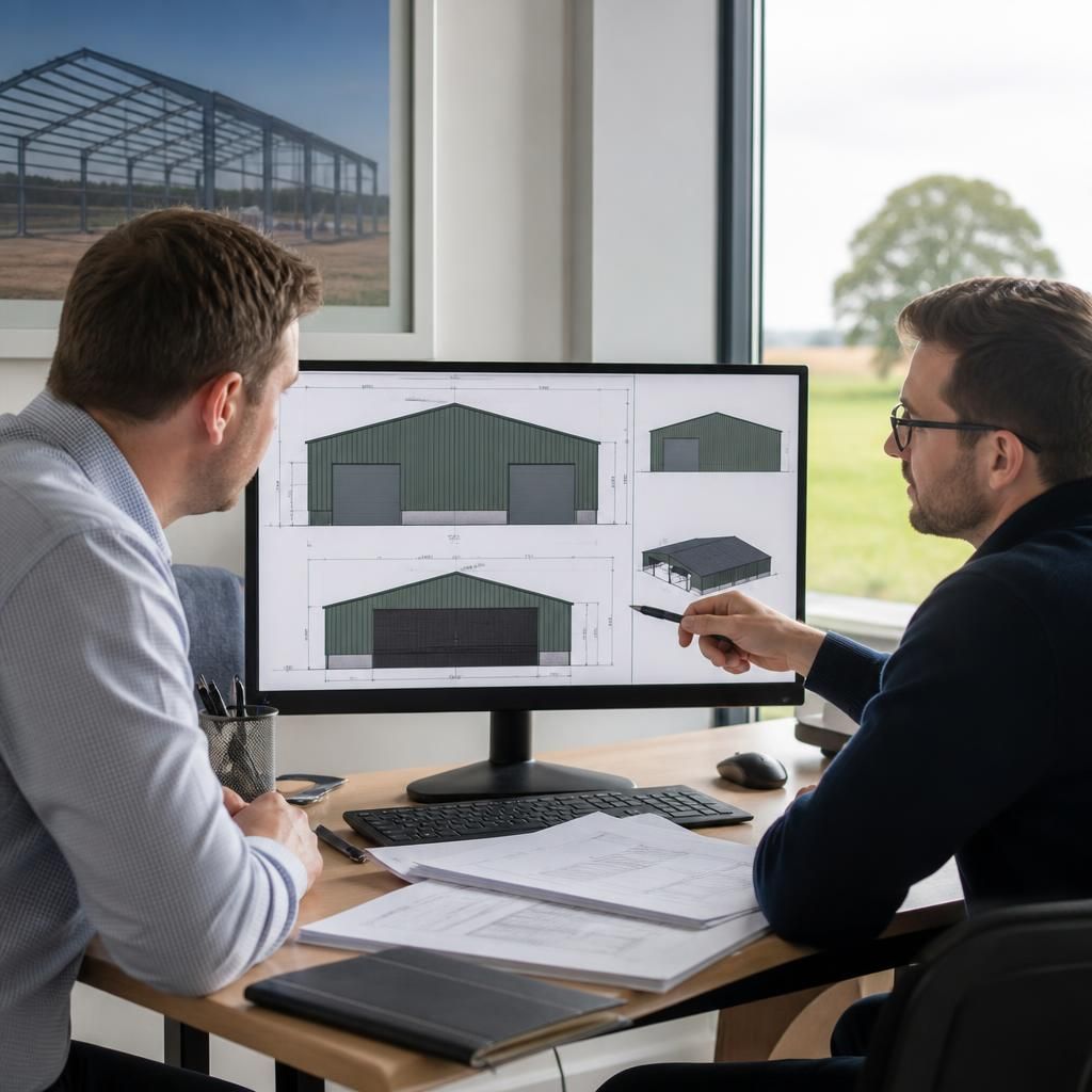 Elevation drawings for a proposed agricultural steel building