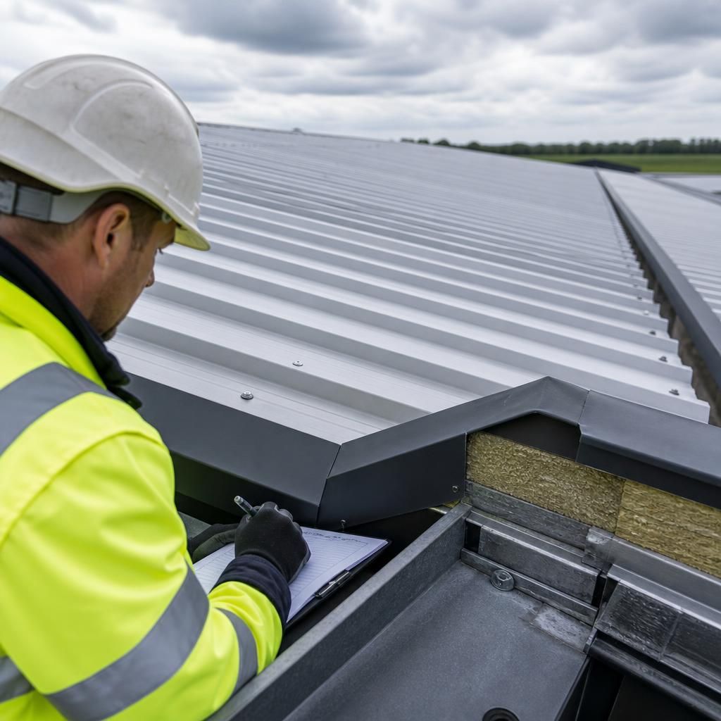 Roof cladding panels with fire stopping at an eaves junction