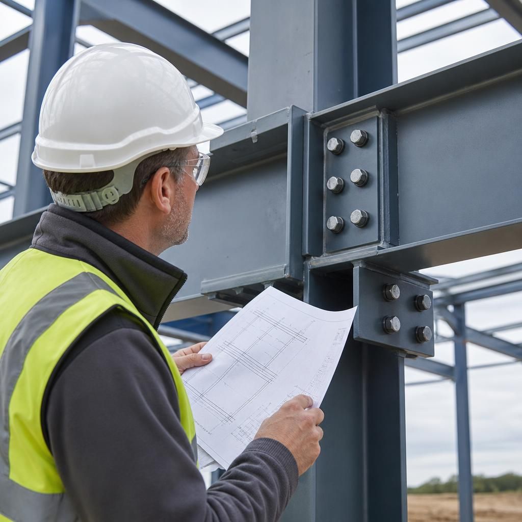 Bolted steel beam-to-column connection with end plate and structural bolts