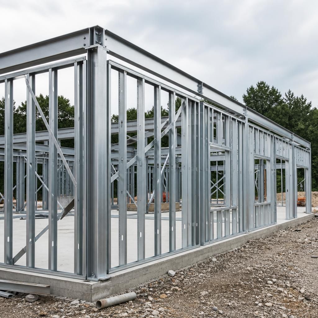Cold-formed steel wall panels forming the frame of a low-rise building