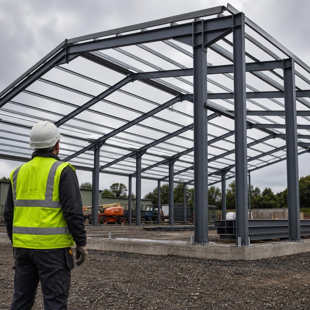 Structural steelwork manufactured for a bespoke building project